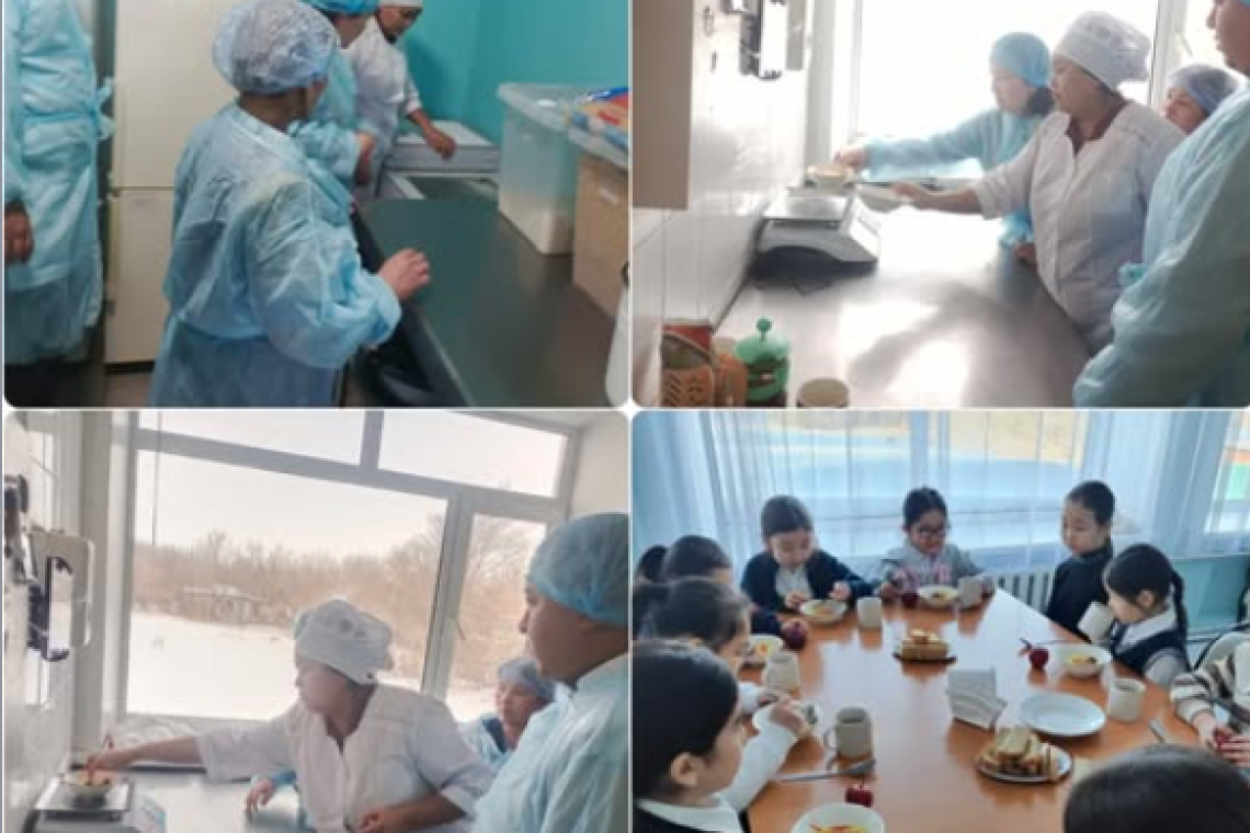 29-қаңтар күні мектеп асханасының тамақтандыру сапасын бақылау, қадағалау мақсатында бракераждық комиссия мүшелері жоспарға сәйкес азық-түліктің талапқа сай сақталуы, жемістер мен көкөністердің жарамды мерзімдері және азық-түлік сертификаттарының сәйкесті